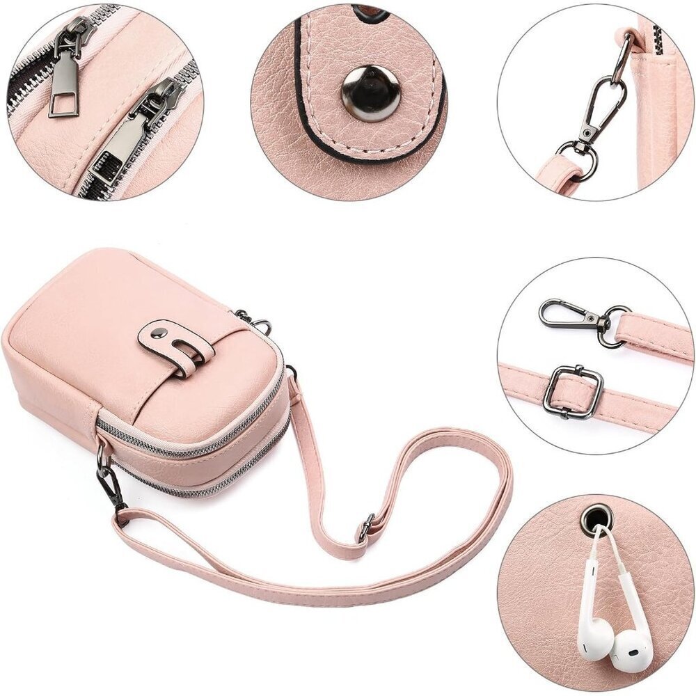 Women Y01 Pink Phone Purse Crossbody Bags for Small Travel Wallet Touch Screen - Picture 4 of 7
